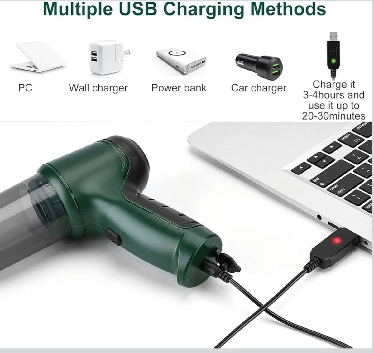 شحن المكنسة المحمولة بكابل USB
